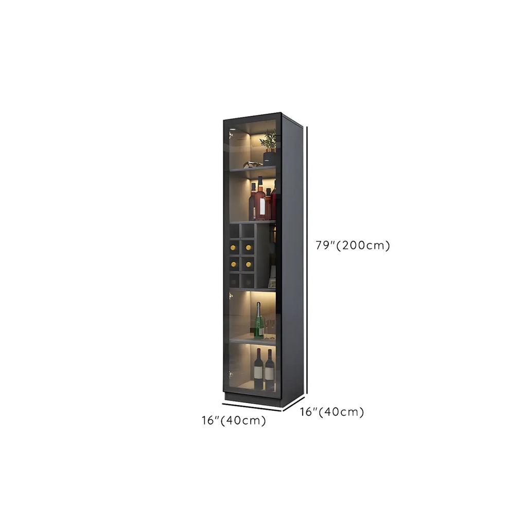 Black Wooden Glass Doors Display Cabinet with Lights