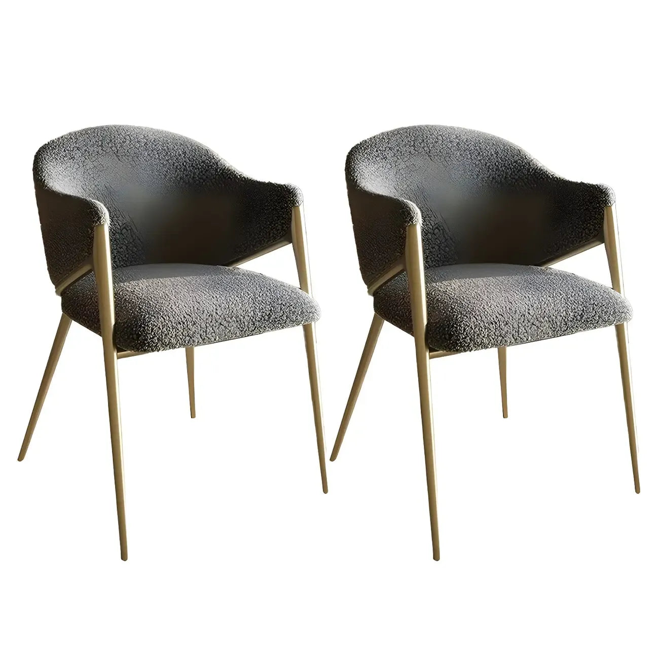 Contemporary Sherpa Low Back White Dining Chairs Set Of 2