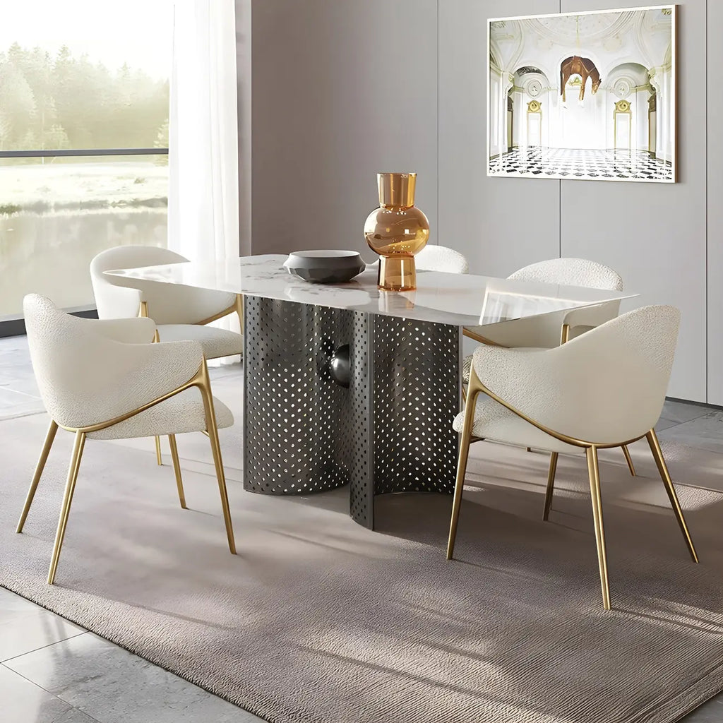 Contemporary Sherpa Low Back White Dining Chairs Set Of 2