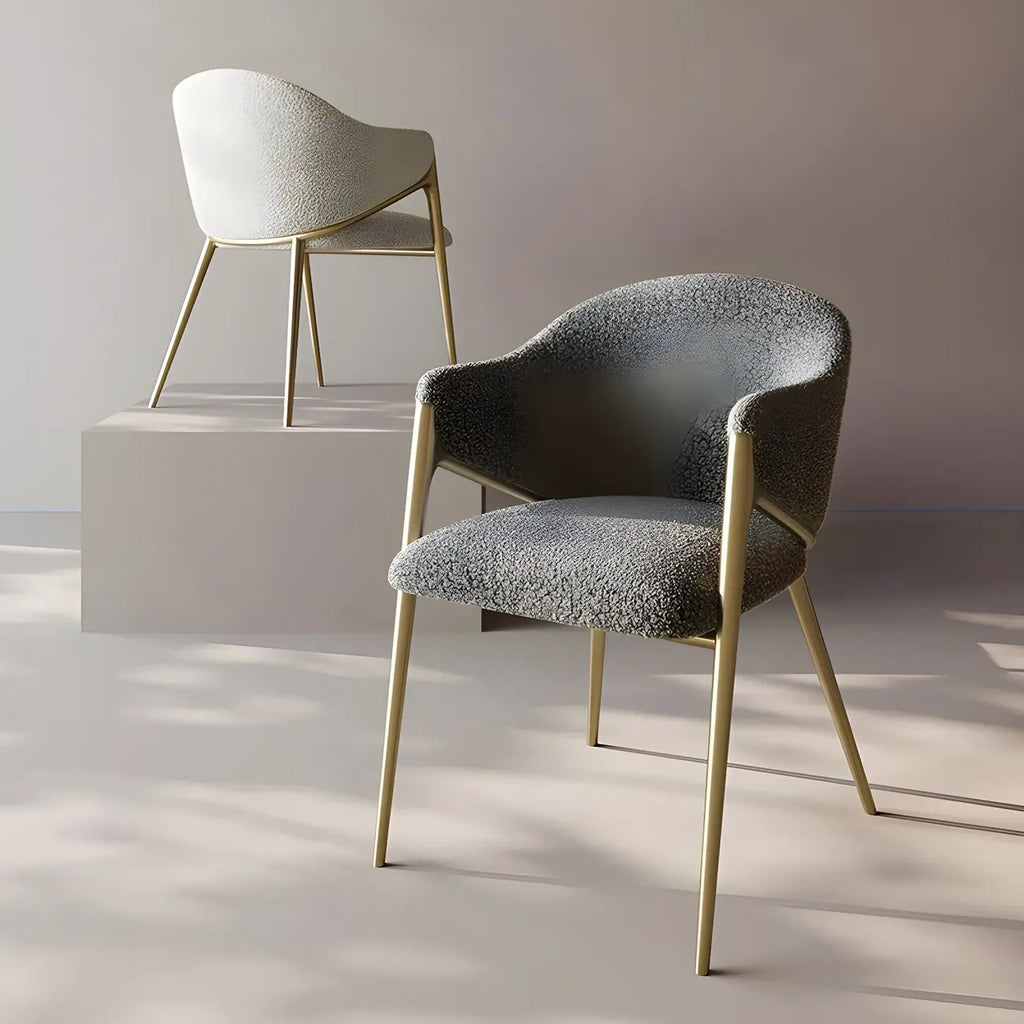 Contemporary Sherpa Low Back White Dining Chairs Set Of 2