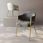 Contemporary Sherpa Low Back White Dining Chairs Set Of 2
