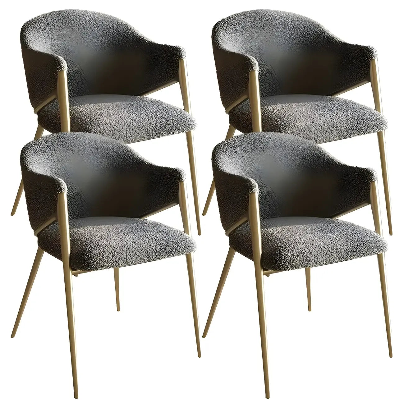 Contemporary Sherpa Low Back White Dining Chairs Set Of 2