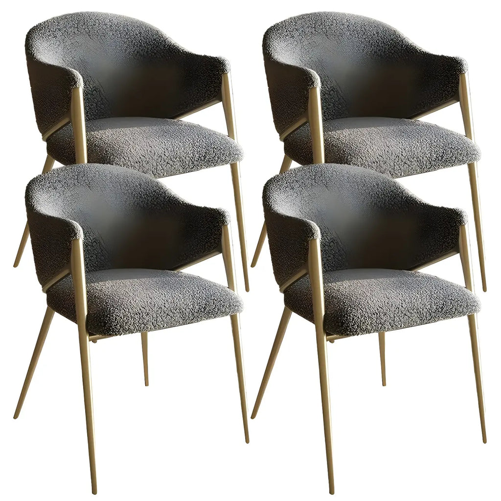 Contemporary Sherpa Low Back White Dining Chairs Set Of 2