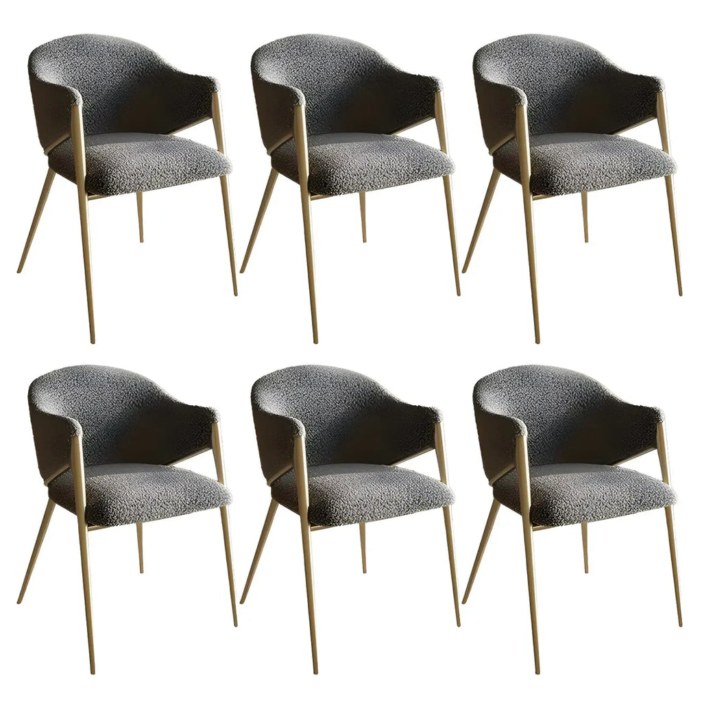 Contemporary Sherpa Low Back White Dining Chairs Set Of 2