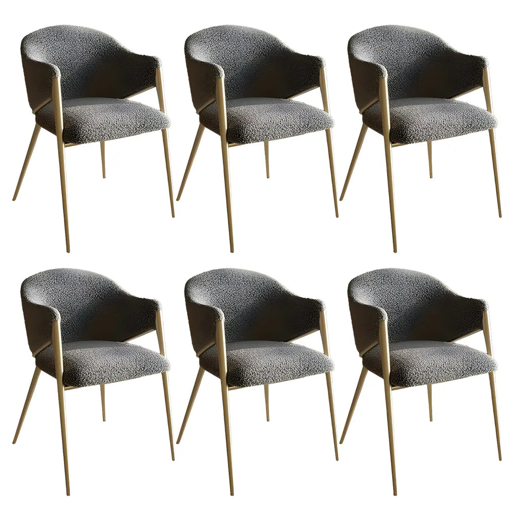 Contemporary Sherpa Low Back White Dining Chairs Set Of 2