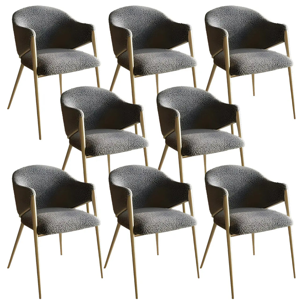 Contemporary Sherpa Low Back White Dining Chairs Set Of 2