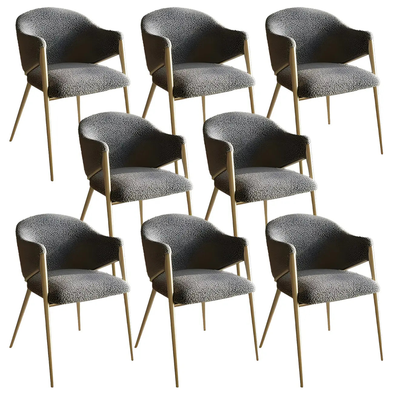 Contemporary Sherpa Low Back White Dining Chairs Set Of 2