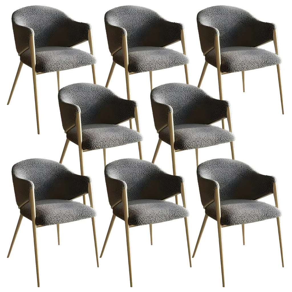 Contemporary Sherpa Low Back White Dining Chairs Set Of 2