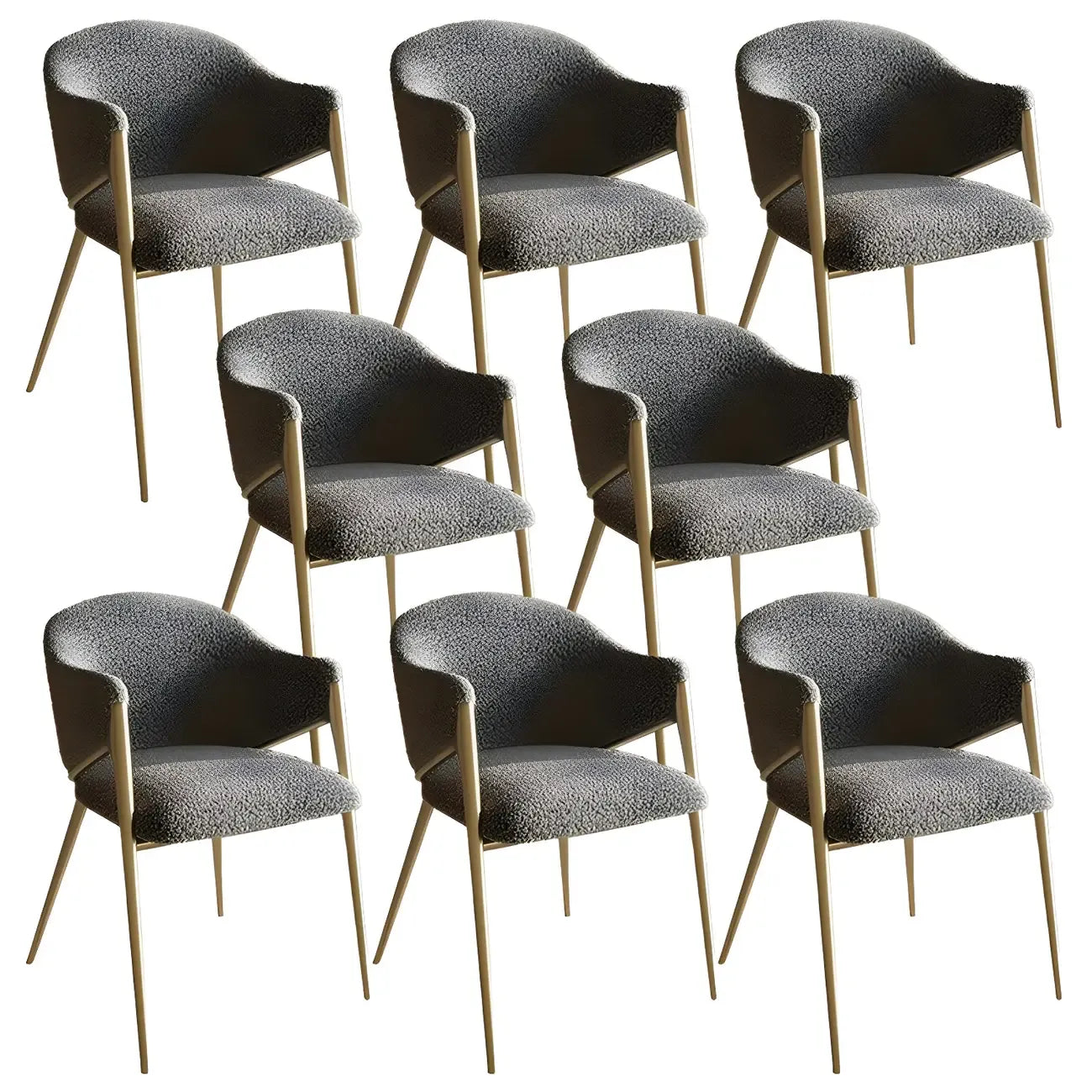 Contemporary Sherpa Low Back White Dining Chairs Set Of 2