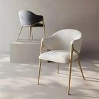 Contemporary Sherpa Low Back White Dining Chairs Set Of 2