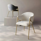 Contemporary Sherpa Low Back White Dining Chairs Set Of 2