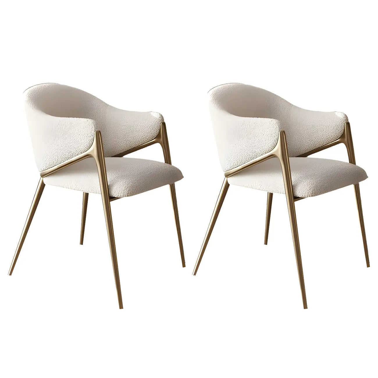 Contemporary Sherpa Low Back White Dining Chairs Set Of 2