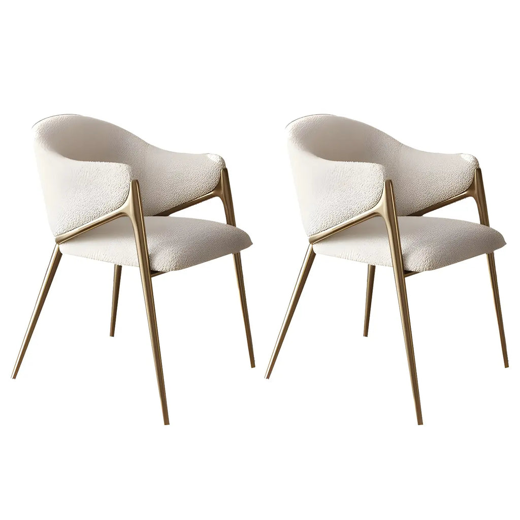 Contemporary Sherpa Low Back White Dining Chairs Set Of 2