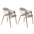 Contemporary Sherpa Low Back White Dining Chairs Set Of 2