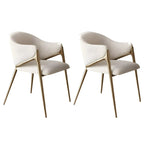 Contemporary Sherpa Low Back White Dining Chairs Set Of 2