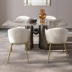 Contemporary Sherpa Low Back White Dining Chairs Set Of 2