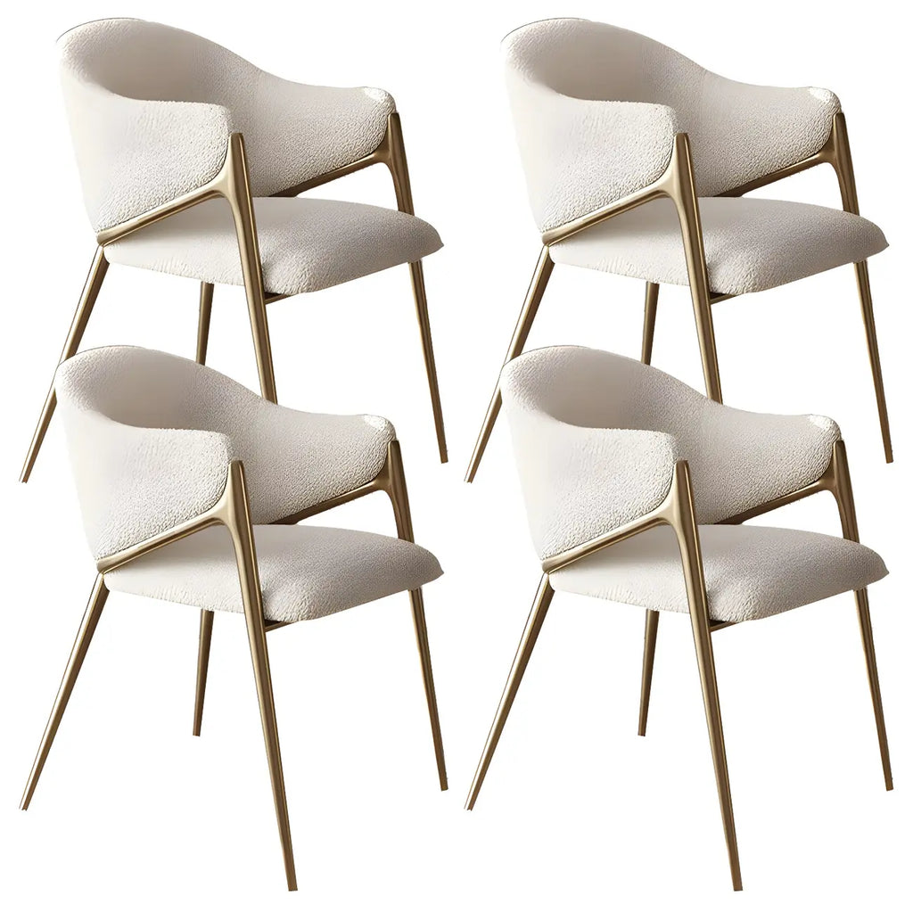 Contemporary Sherpa Low Back White Dining Chairs Set Of 2