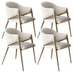 Contemporary Sherpa Low Back White Dining Chairs Set Of 2