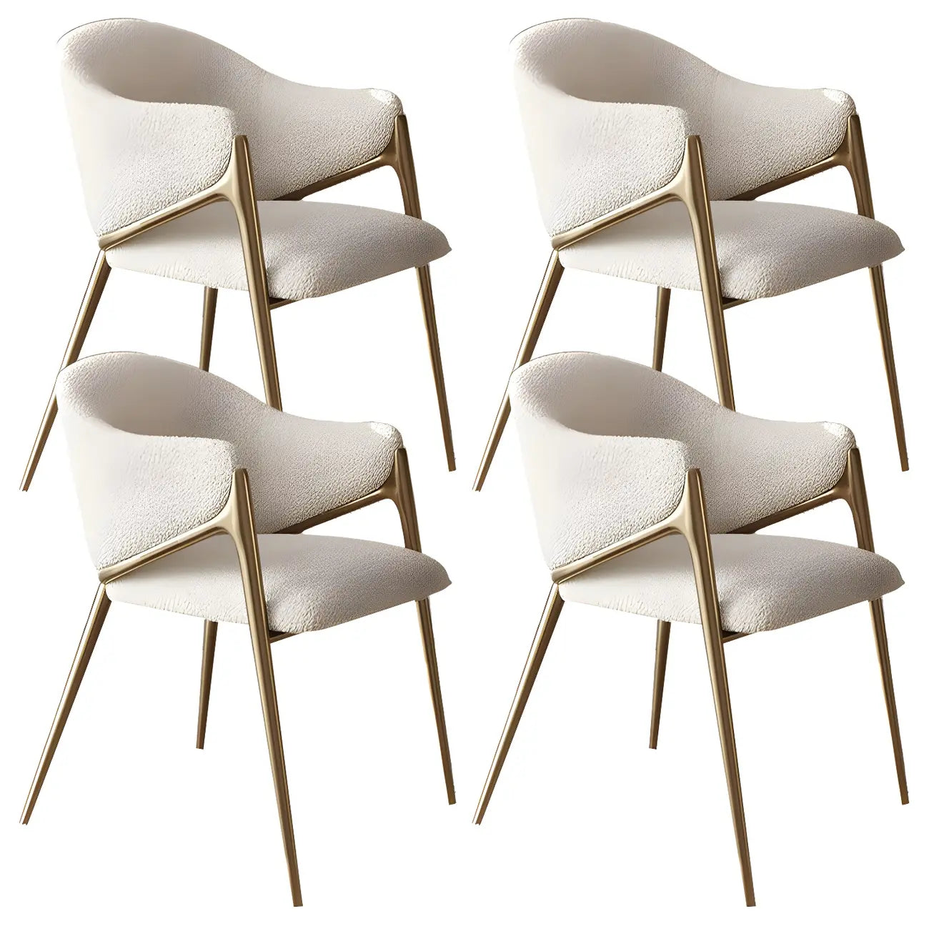 Contemporary Sherpa Low Back White Dining Chairs Set Of 2
