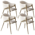 Contemporary Sherpa Low Back White Dining Chairs Set Of 2
