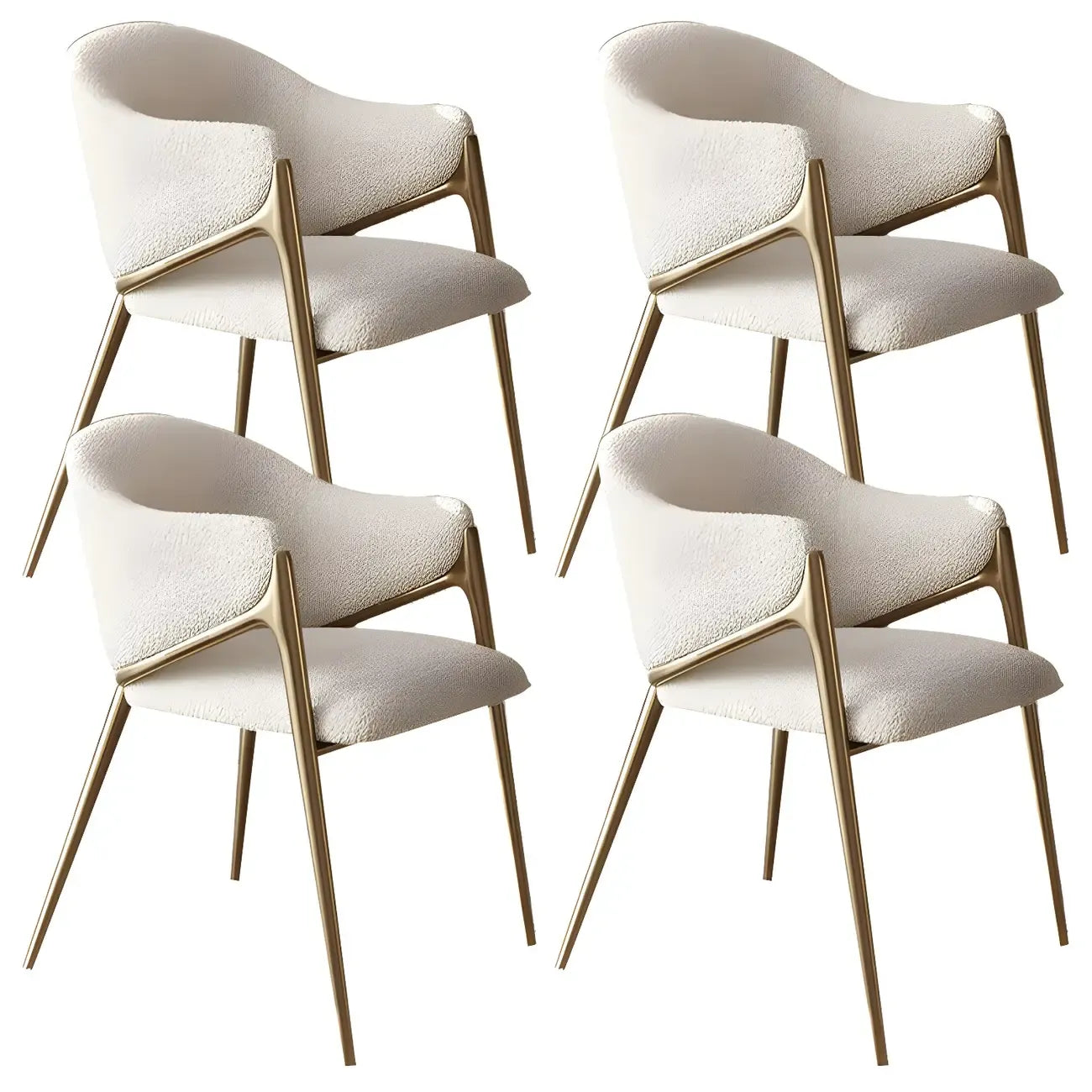 Contemporary Sherpa Low Back White Dining Chairs Set Of 2