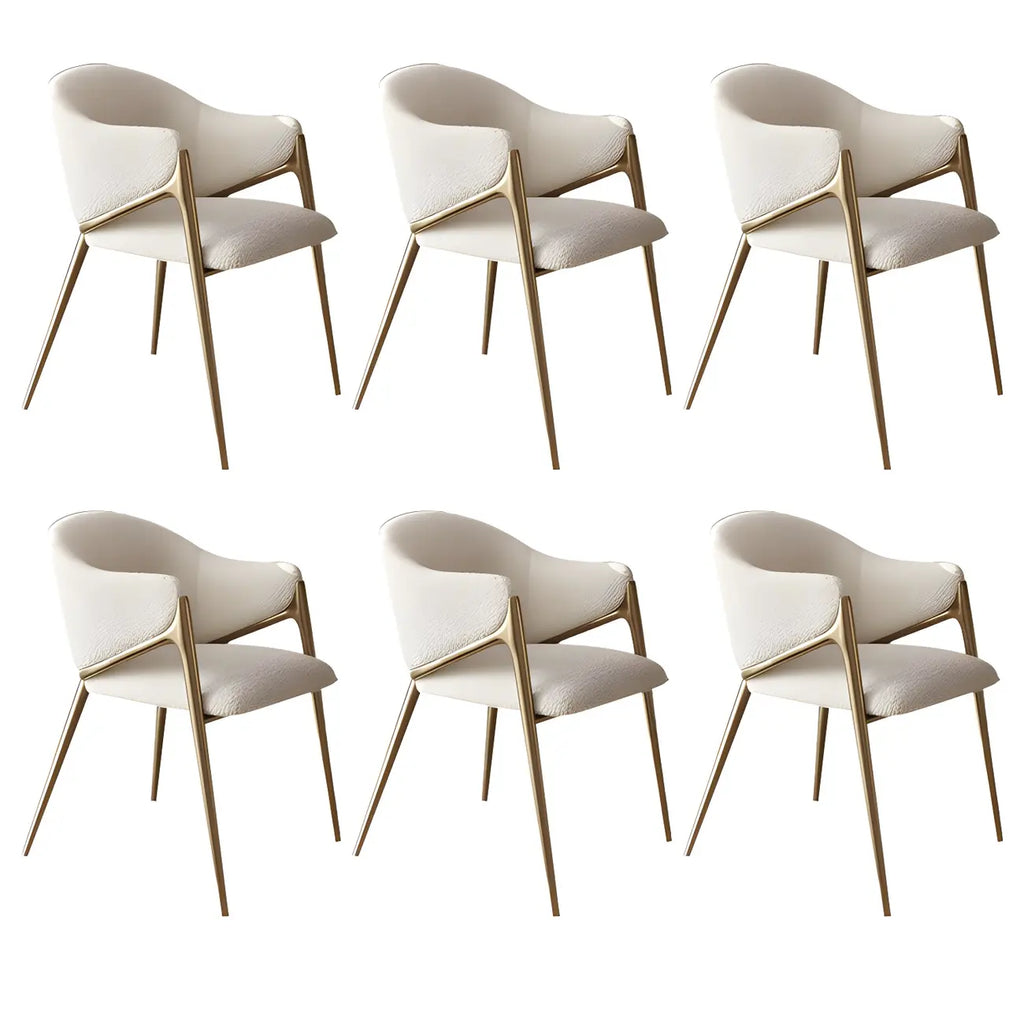 Contemporary Sherpa Low Back White Dining Chairs Set Of 2
