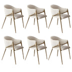 Contemporary Sherpa Low Back White Dining Chairs Set Of 2