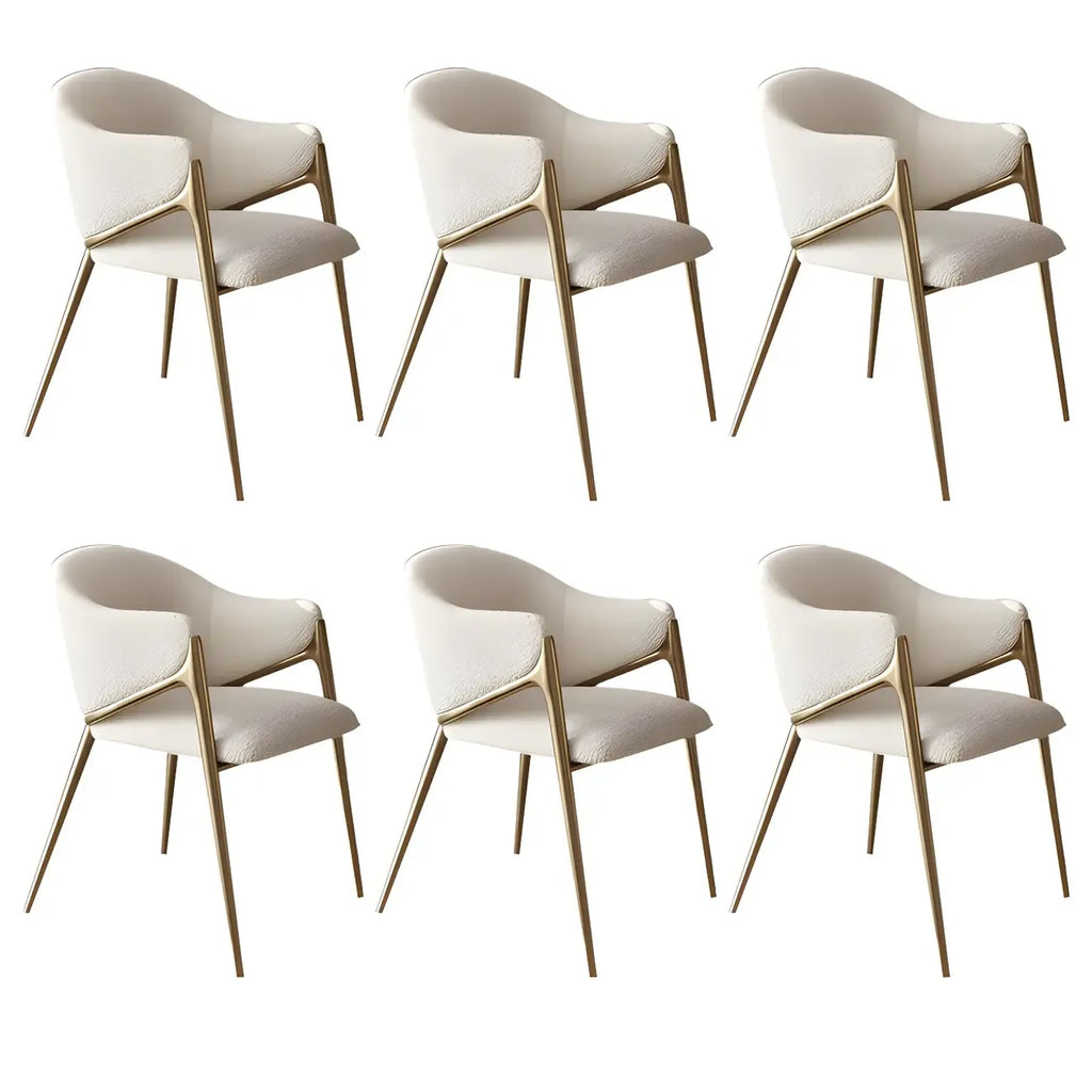 Contemporary Sherpa Low Back White Dining Chairs Set Of 2