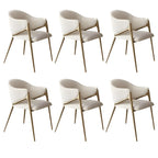 Contemporary Sherpa Low Back White Dining Chairs Set Of 2