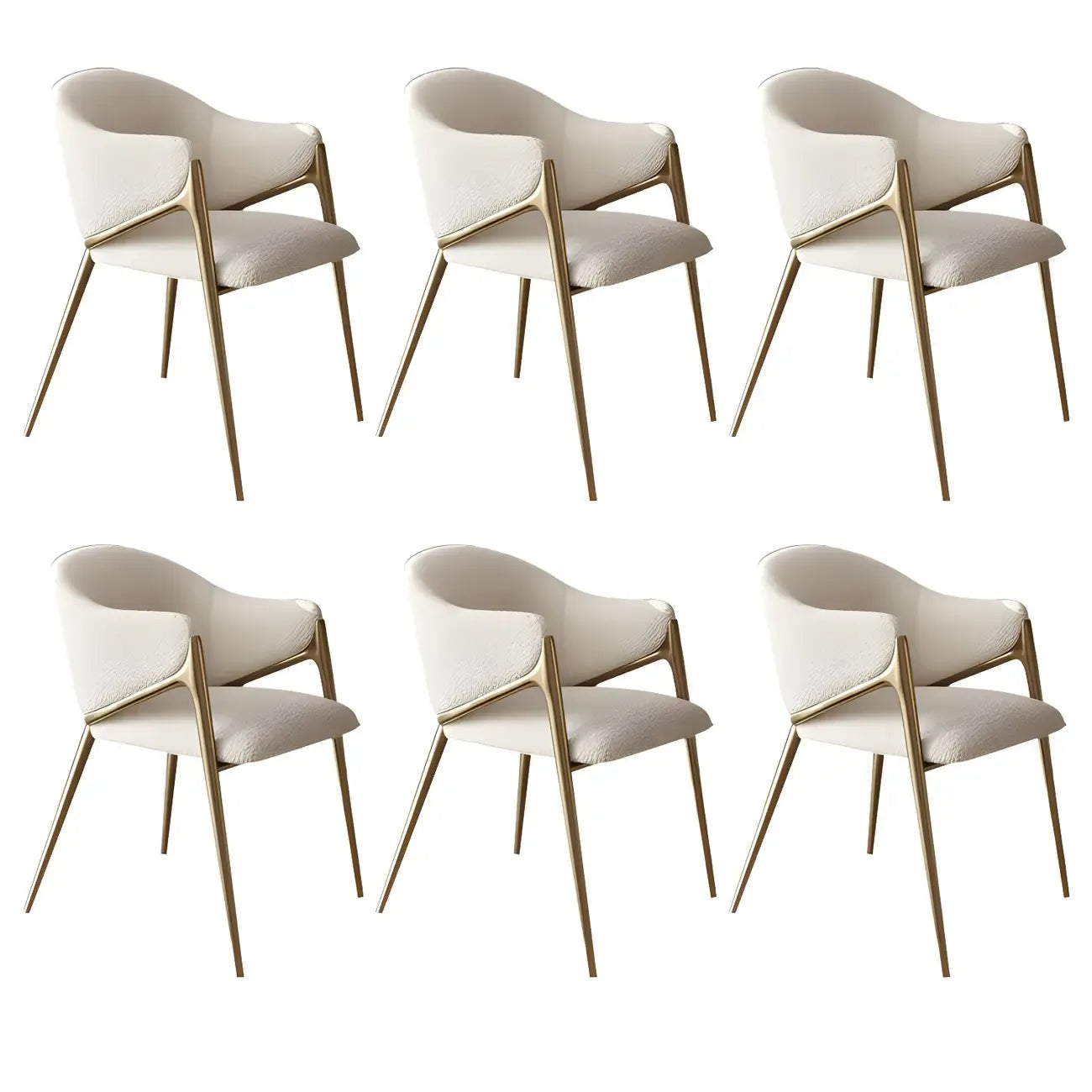 Contemporary Sherpa Low Back White Dining Chairs Set Of 2