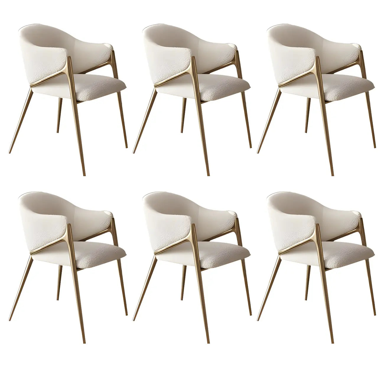 Contemporary Sherpa Low Back White Dining Chairs Set Of 2