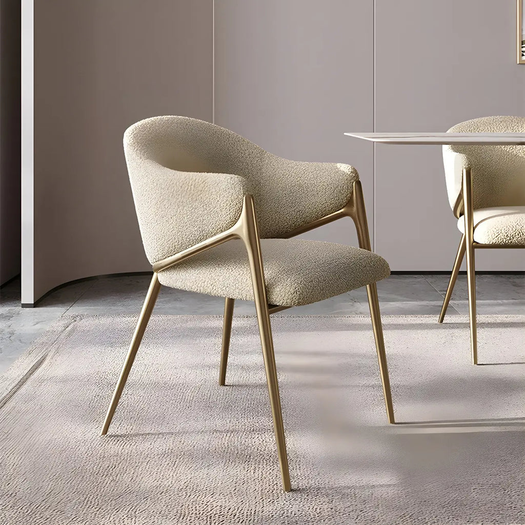 Contemporary Sherpa Low Back White Dining Chairs Set Of 2