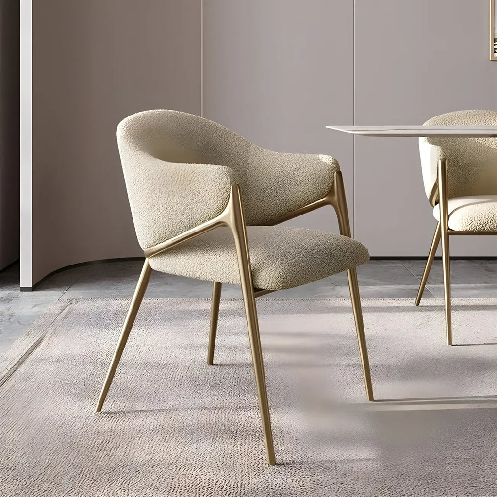 Contemporary Sherpa Low Back White Dining Chairs Set Of 2