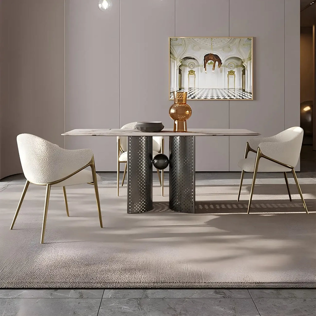 Contemporary Sherpa Low Back White Dining Chairs Set Of 2
