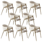 Contemporary Sherpa Low Back White Dining Chairs Set Of 2