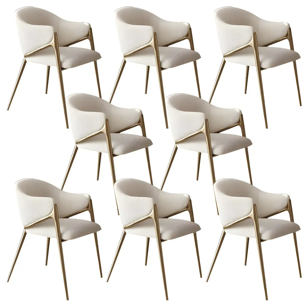 Contemporary Sherpa Low Back White Dining Chairs Set Of 2