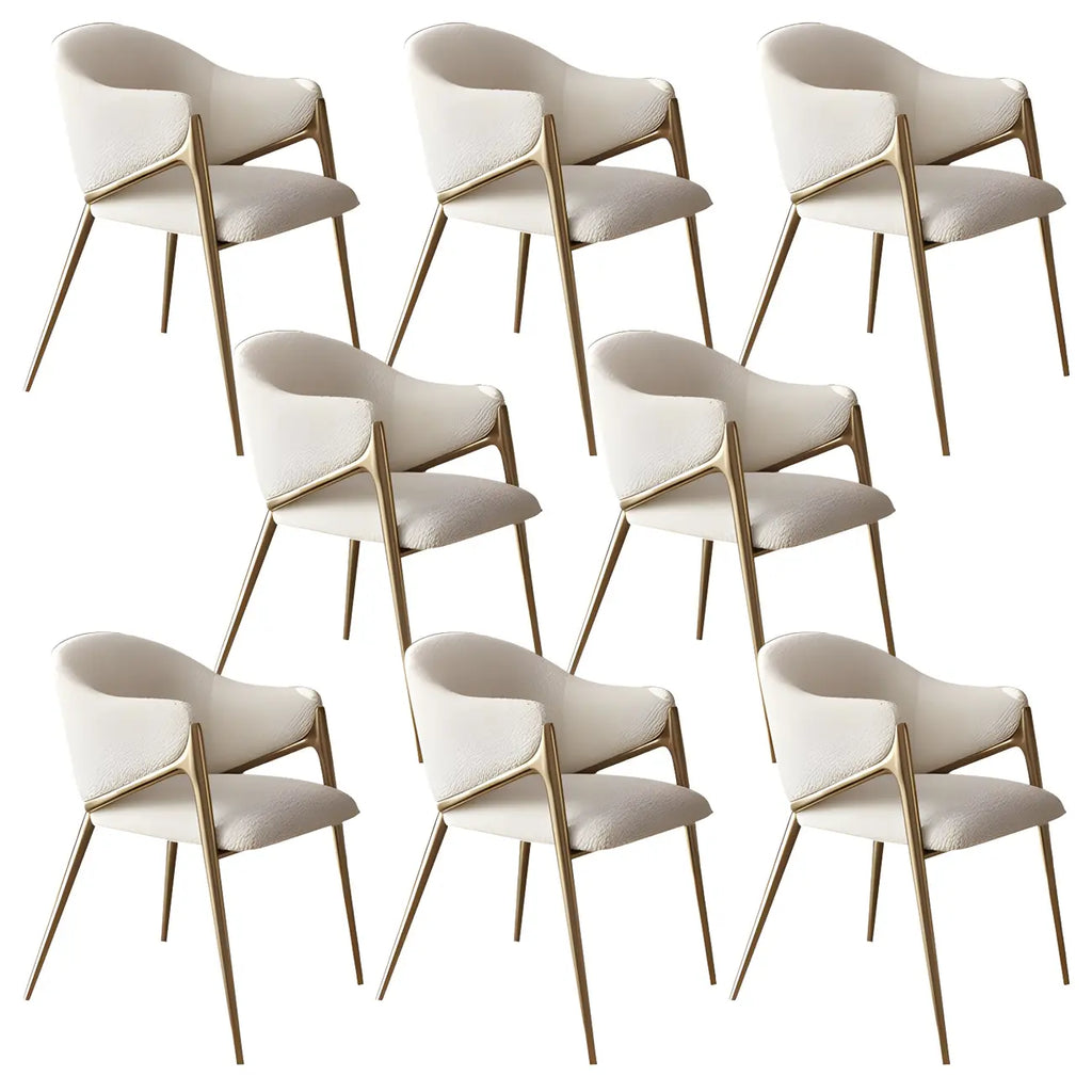 Contemporary Sherpa Low Back White Dining Chairs Set Of 2