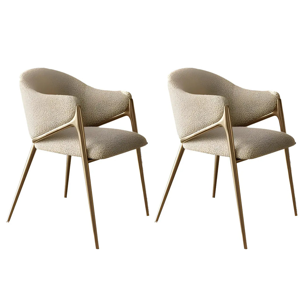 Contemporary Sherpa Low Back White Dining Chairs Set Of 2