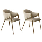 Contemporary Sherpa Low Back White Dining Chairs Set Of 2