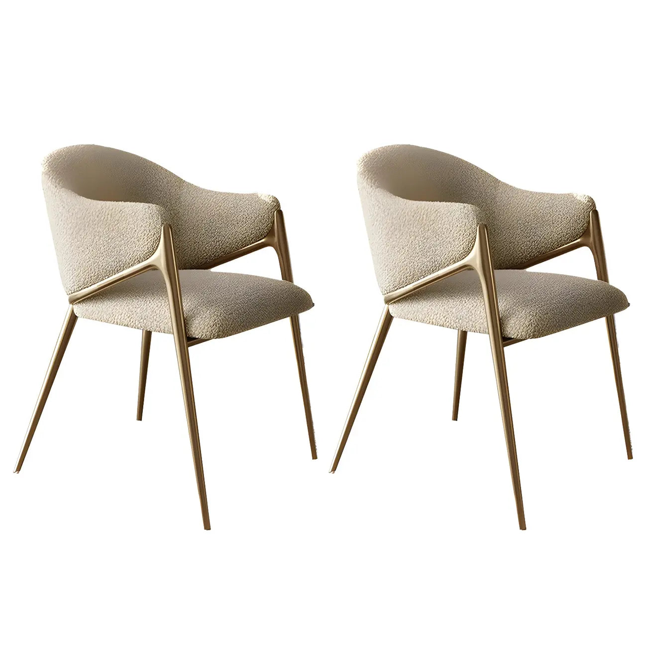 Contemporary Sherpa Low Back White Dining Chairs Set Of 2