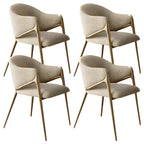 Contemporary Sherpa Low Back White Dining Chairs Set Of 2