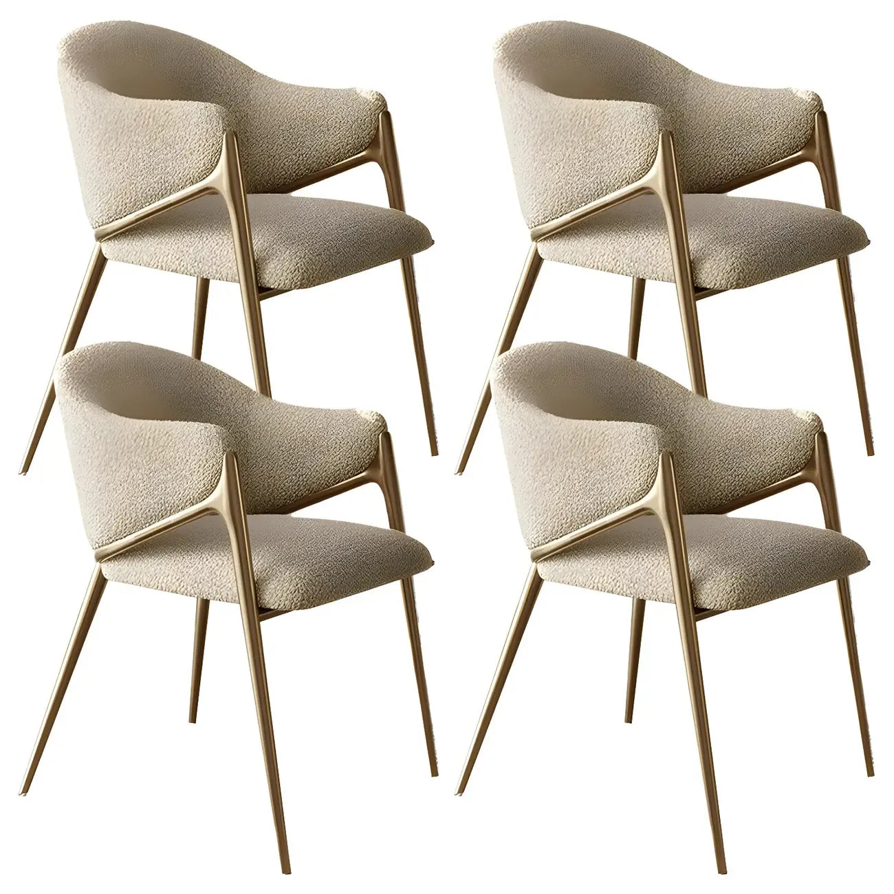 Contemporary Sherpa Low Back White Dining Chairs Set Of 2