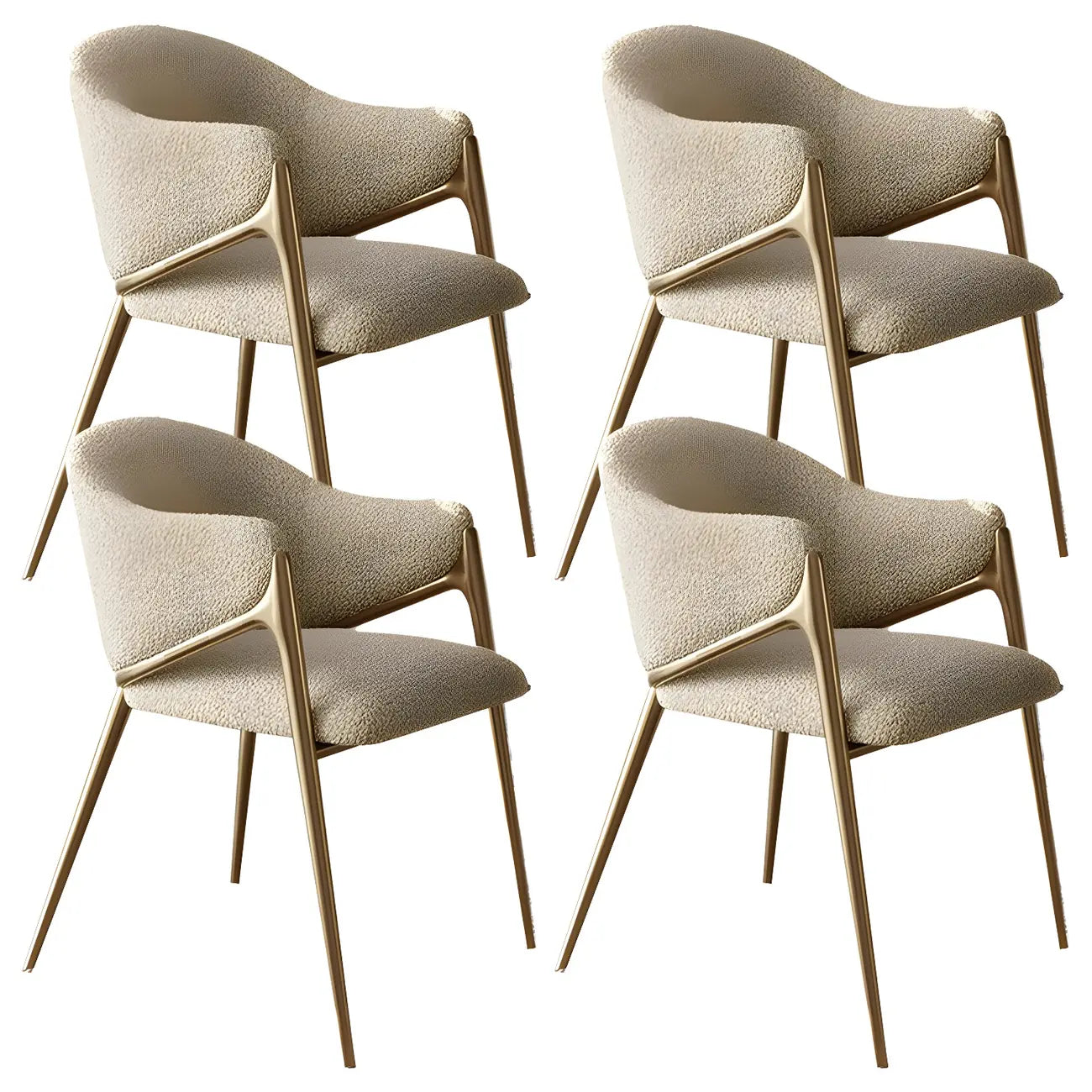Contemporary Sherpa Low Back White Dining Chairs Set Of 2