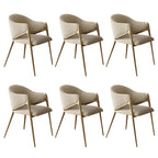 Contemporary Sherpa Low Back White Dining Chairs Set Of 2