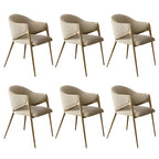 Contemporary Sherpa Low Back White Dining Chairs Set Of 2