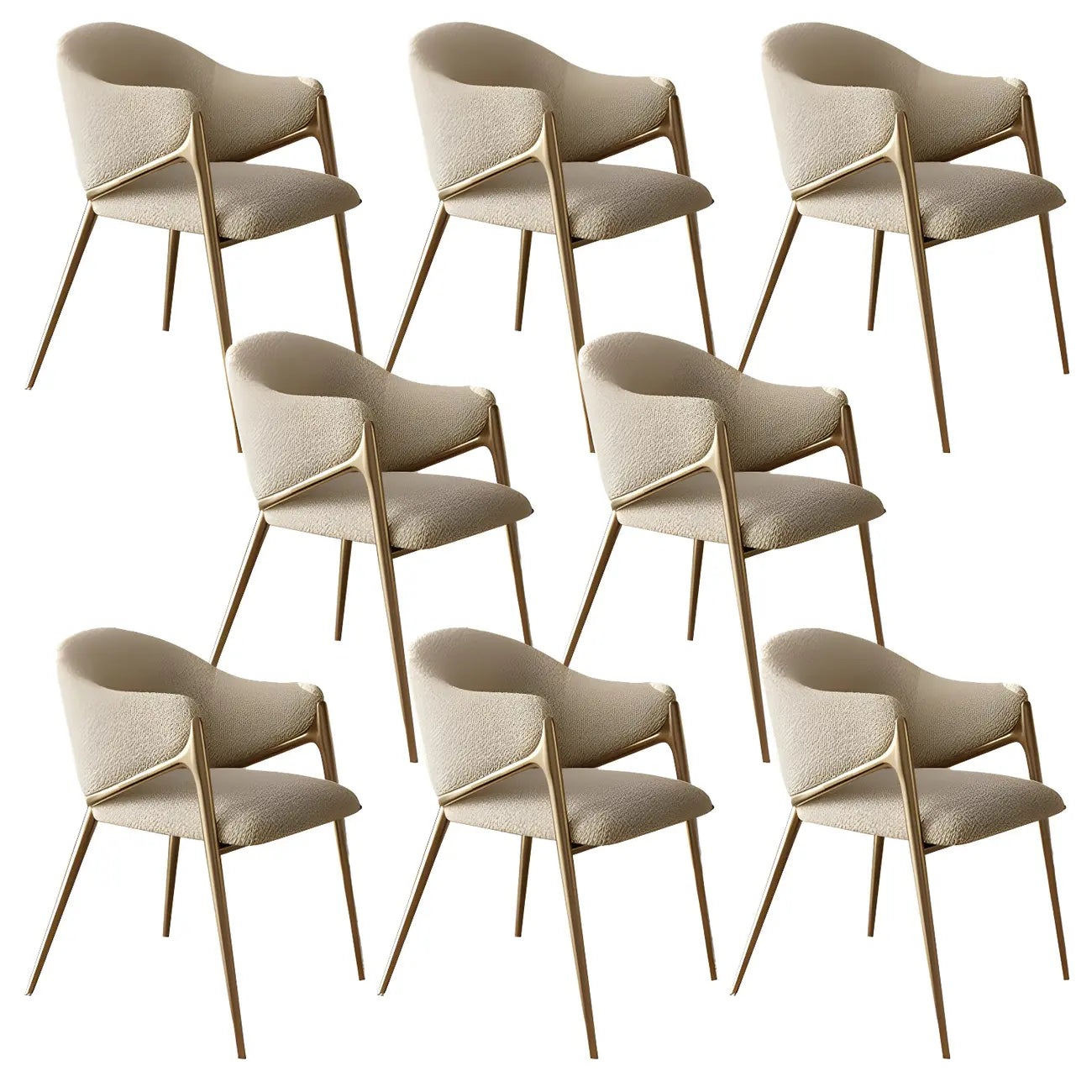 Contemporary Sherpa Low Back White Dining Chairs Set Of 2