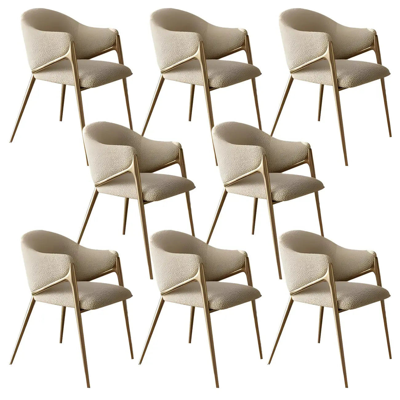 Contemporary Sherpa Low Back White Dining Chairs Set Of 2