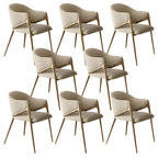 Contemporary Sherpa Low Back White Dining Chairs Set Of 2