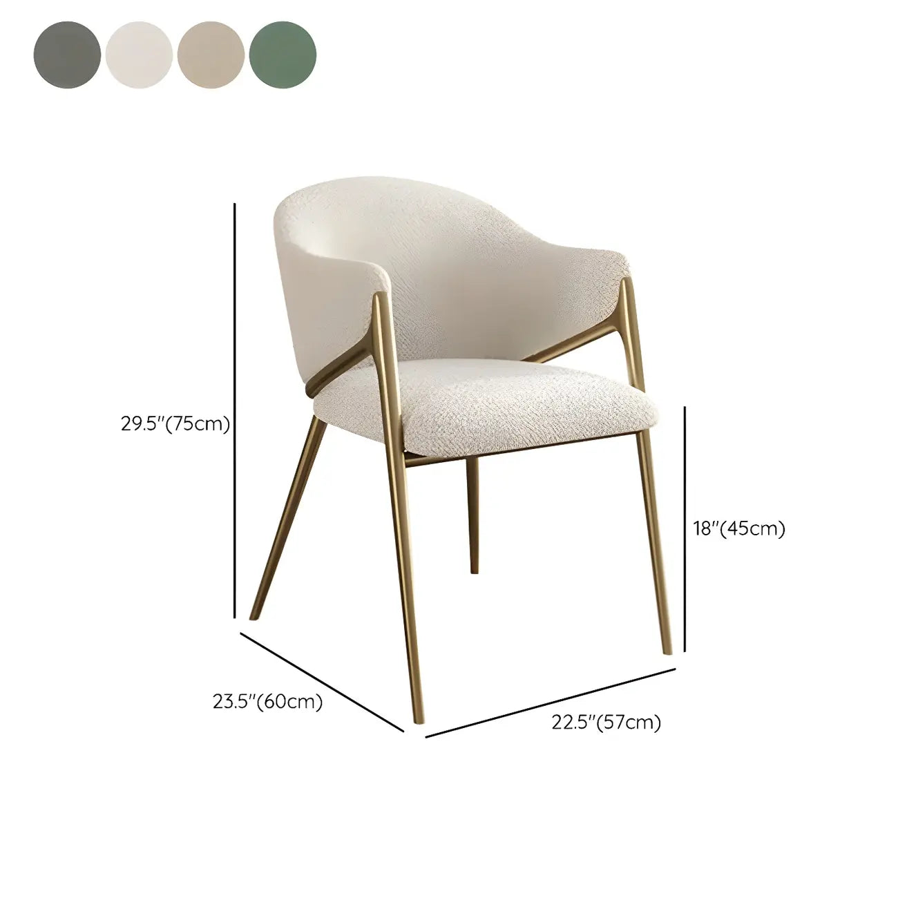 Contemporary Sherpa Low Back White Dining Chairs Set Of 2