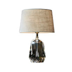 Elegant Cylindrical Crystal Base Table Lamp with Linen Shade
